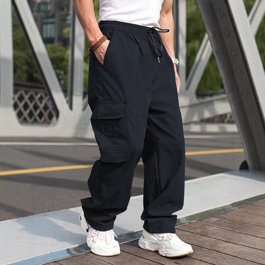 Herren moderne Cargohose mit elastischem Bund und multifunktionalen Taschen EB