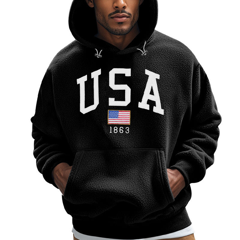 Herren Kuscheliger Fleece Hoodie mit USA-Print EB