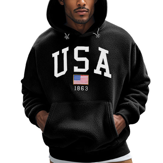 Herren Kuscheliger Fleece Hoodie mit USA-Print EB