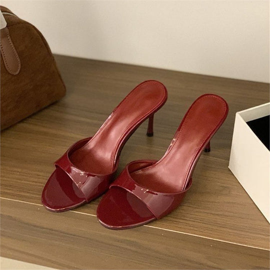 Damen elegante Slingback Sandaletten mit glänzendem Riemendesign EB