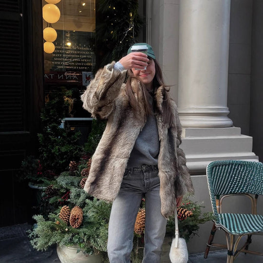Damen luxuriöse Kunstfelljacke EB