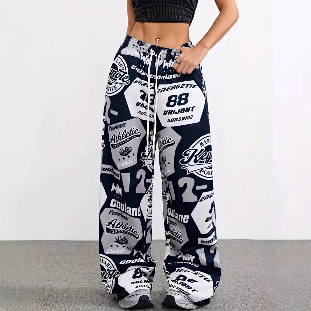 Damen Modische Freizeithose mit auffälligem Print und elastischem Bund EB