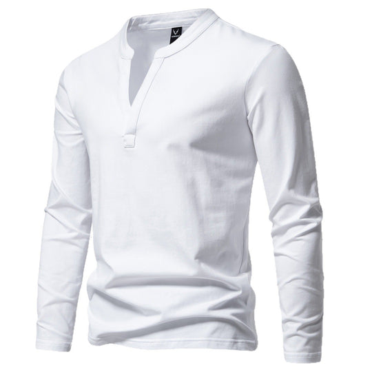 Herren nan langärmeliges Henleyshirt mit Stehkragen, tiefer V-Öffnung und schmaler Passform EB
