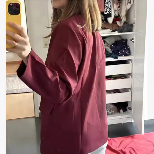 Damen Oversized Blazer mit doppelter Knopfreihe und lässigem Schnitt EB