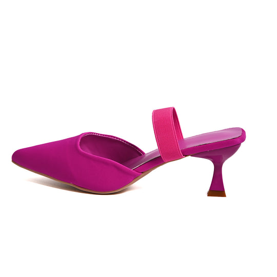 Damen Slingback-Pumps mit elastischem Riemen und modischem Spitzendesign EB