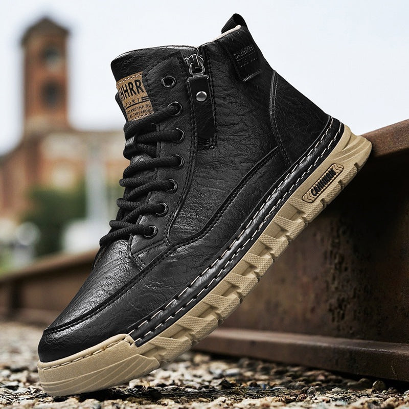Damen Modische High-Top Sneakers mit robustem Obermaterial und seitlichem Reißverschluss EB