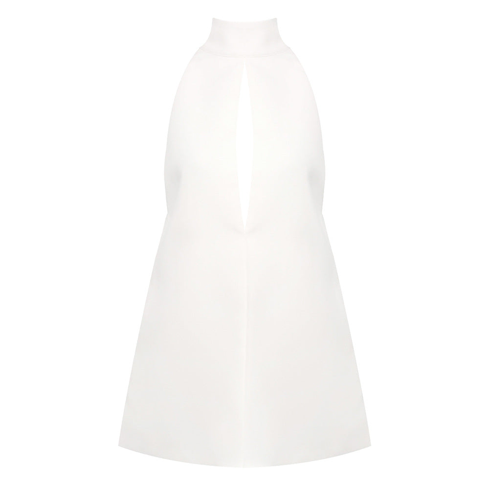 Damen elegantes und modisches Abendkleid mit hochgeschlossenem Kragen EB