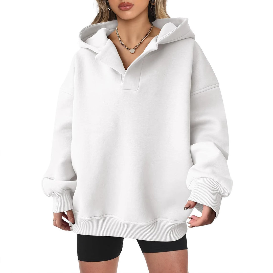 Damen Oversized Kapuzenpullover mit einzigartigem Kragen EB