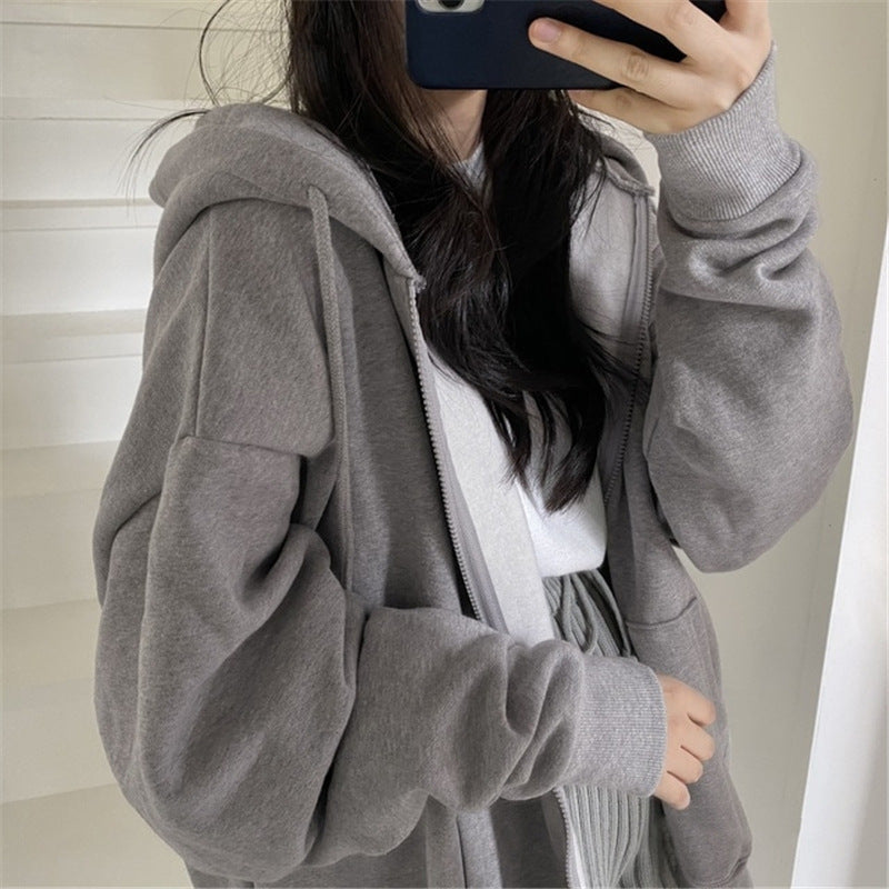 Damen oversized Kapuzenjacke aus weichem Fleece mit Kängurutasche EB
