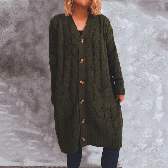Damen Grobstrickjacke mit Knopfdetails und praktischen Taschen EB