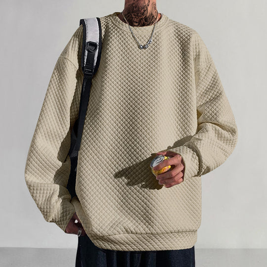 Herren bequemer Sweatshirt mit strukturiertem Design und lockerer Passform EB
