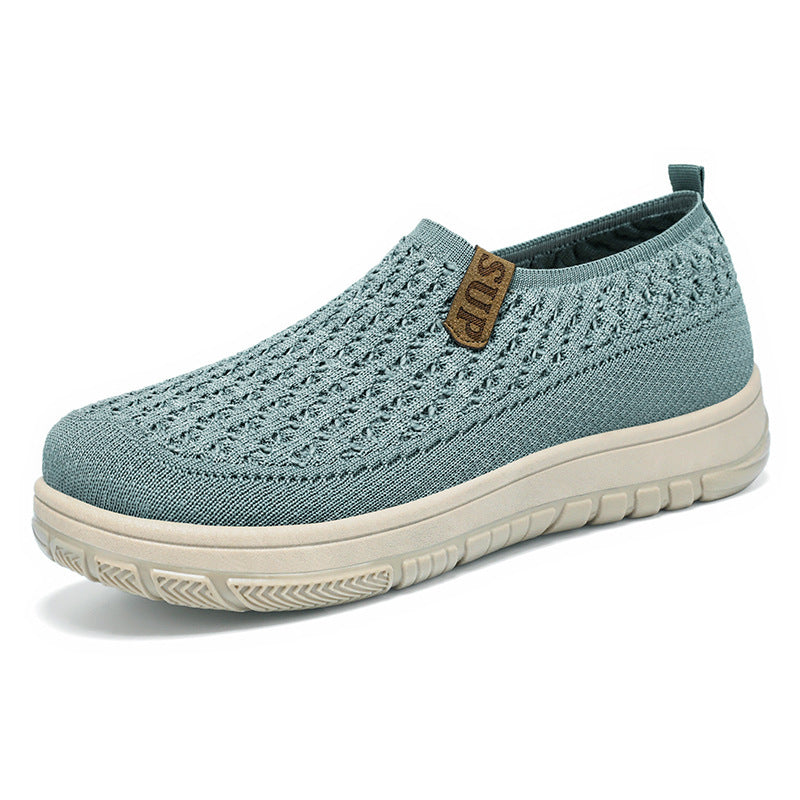 Damen Strick Slip-On Schuhe mit elastischem Obermaterial EB