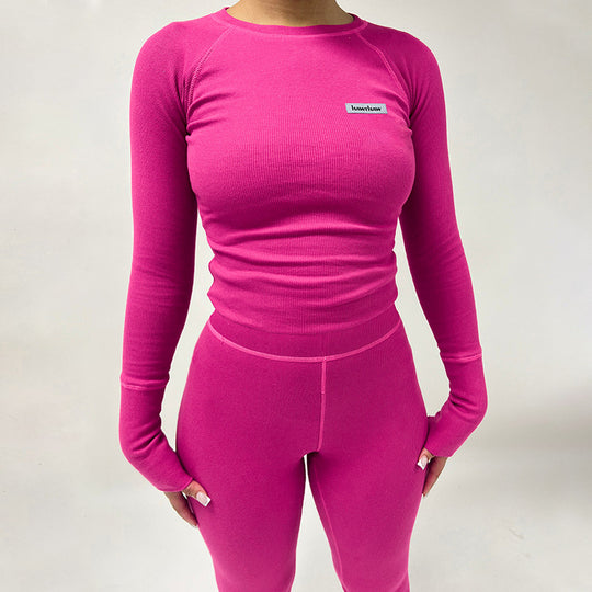 Damen Sportliches Funktions-Set mit langärmligem Oberteil und enganliegender Hose EB