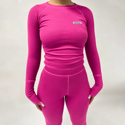 Damen Sportliches Funktions-Set mit langärmligem Oberteil und enganliegender Hose EB