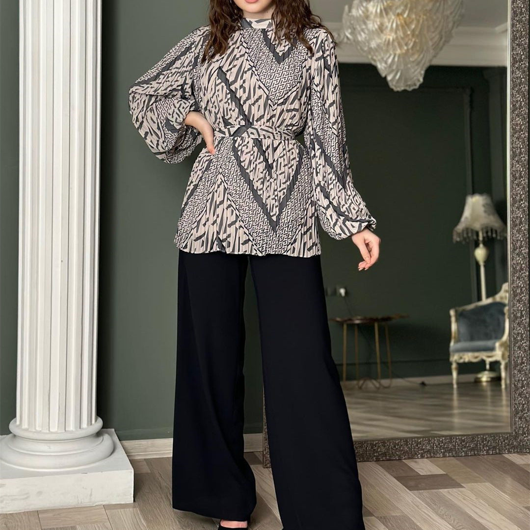 Damen modische Bluse mit voluminösen Ärmeln EB