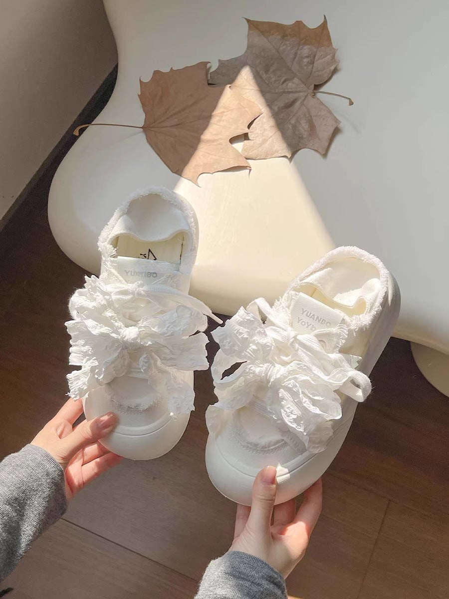 Damen Sneaker mit 3D-Rüschen-Design und atmungsaktivem Obermaterial EB