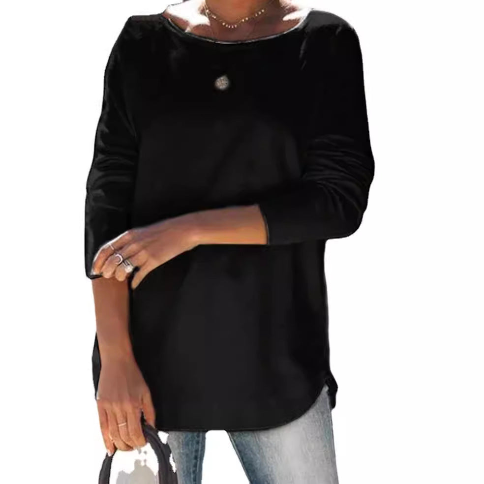 Damen gemütlicher Longsleeve mit weitem Ausschnitt EB