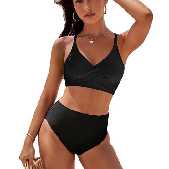 Damen Sportlicher Bikini-Set mit modernem Wickeldesign EB