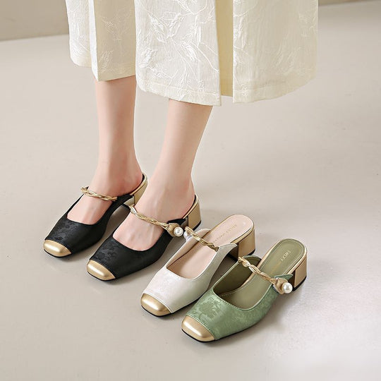 Damen Elegante Slingback-Pumps mit geschwungenem Design und luxuriösen Akzenten EB