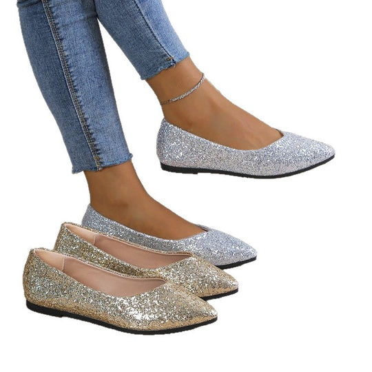 Damen Glitzernde Ballerinas mit spitzem Zehenbereich EB