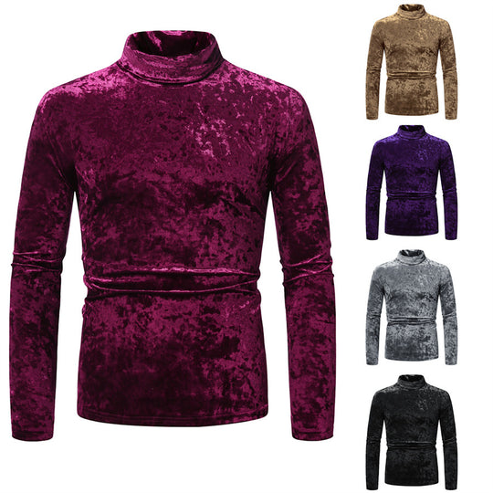 Herren Samt-Rollkragenpullover mit elegantem Design EB