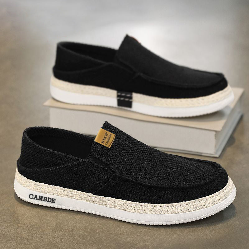 Damen Bequeme Slip-On Freizeitschuhe mit Strohborten und atmungsaktivem Obermaterial EB