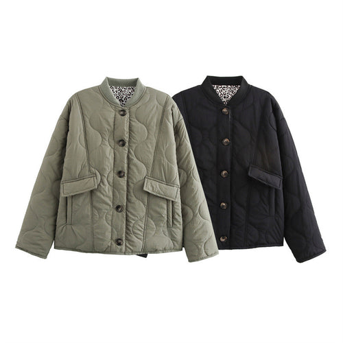 Damen gesteppte Winterjacke mit praktischen Taschen EB