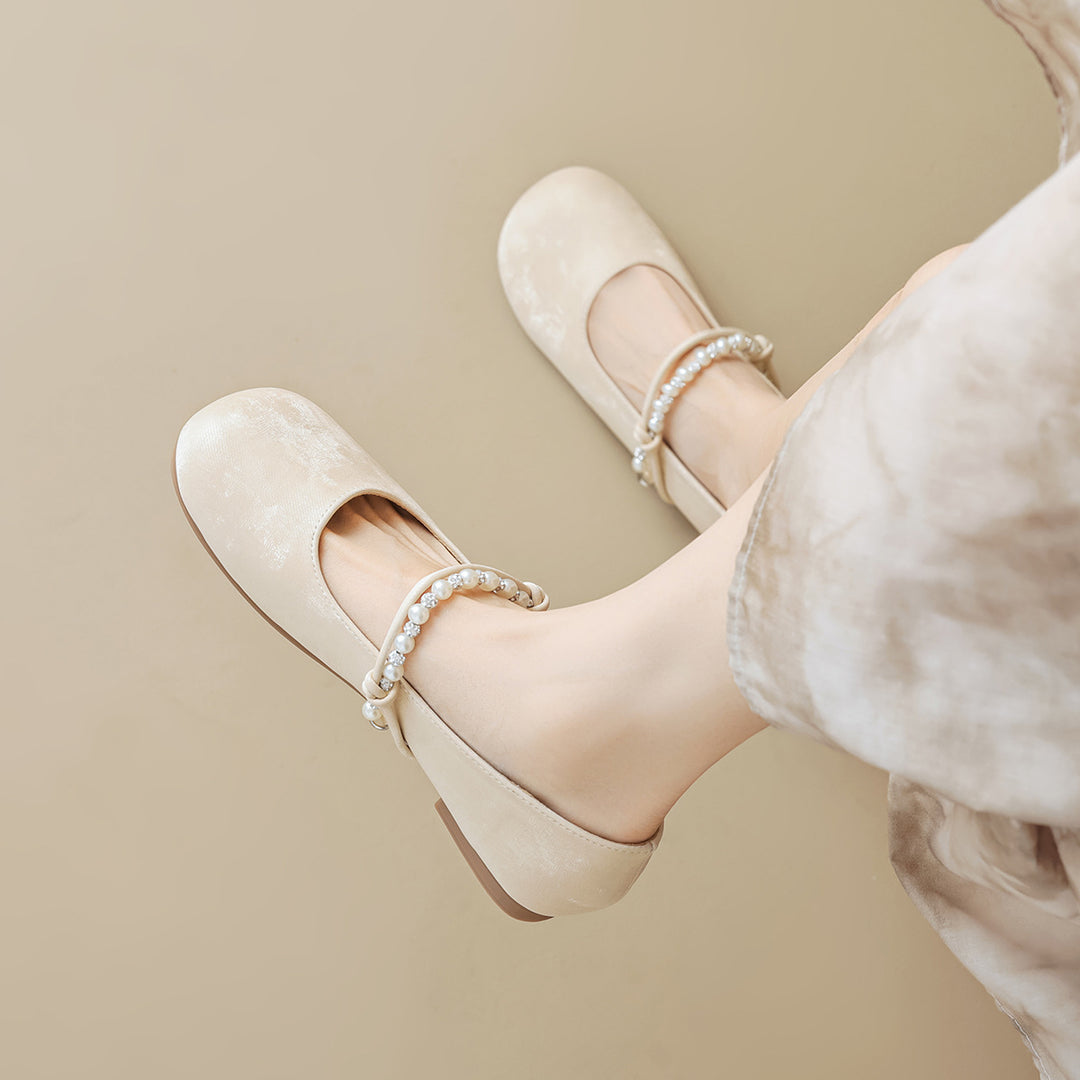 Damen Ballerinas mit eleganter Perlenapplikation EB
