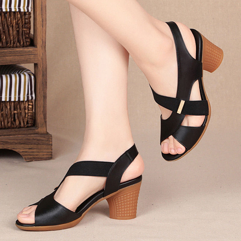 Damen elegante Riemchen-Sandalen mit komfortablem Blockabsatz EB