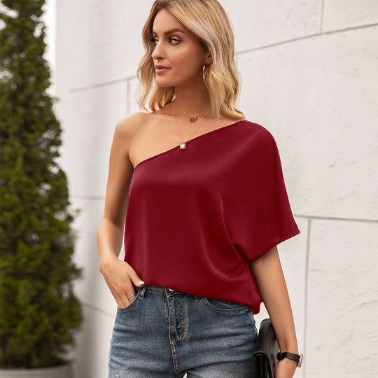 Damen asymmetrisches Blusenshirt mit einem lässigen Schnitt und elegantem Design EB
