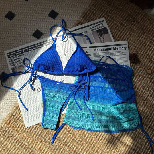 Damen Bikini-Set mit verstellbaren Bändern und lässigem Überrock EB