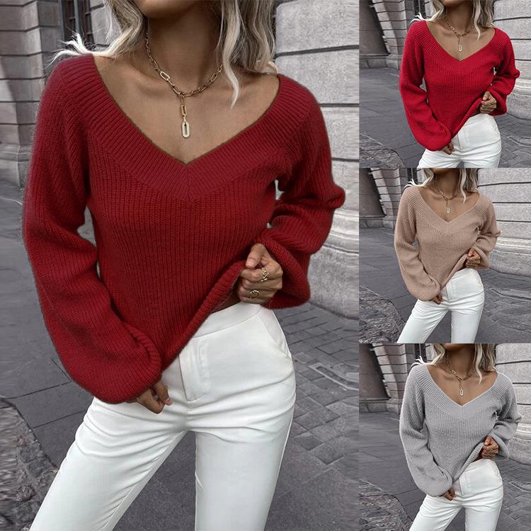 Damen V-Ausschnitt Pullover EB