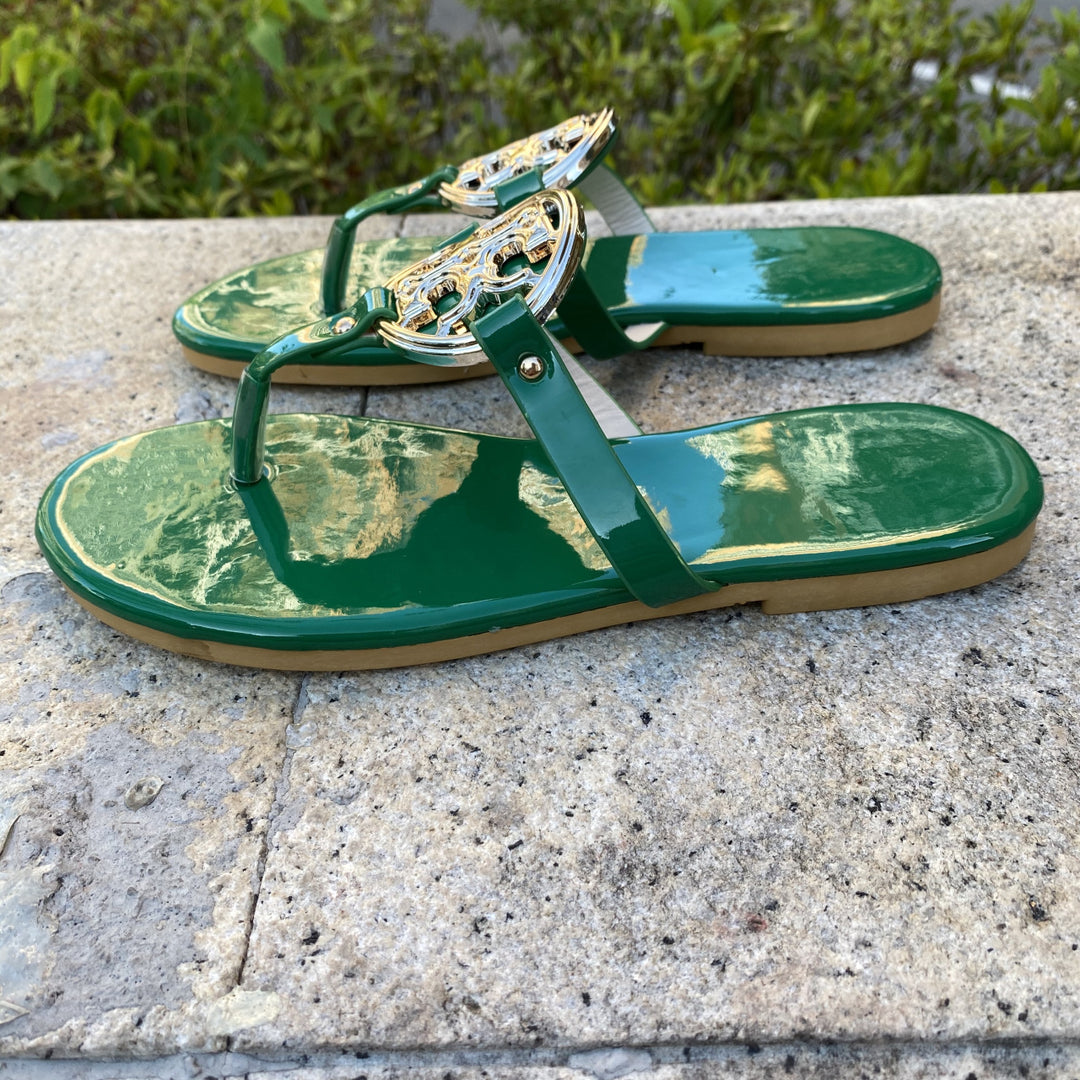 Damen Flip-Flops mit elegantem Logo-Applikation EB