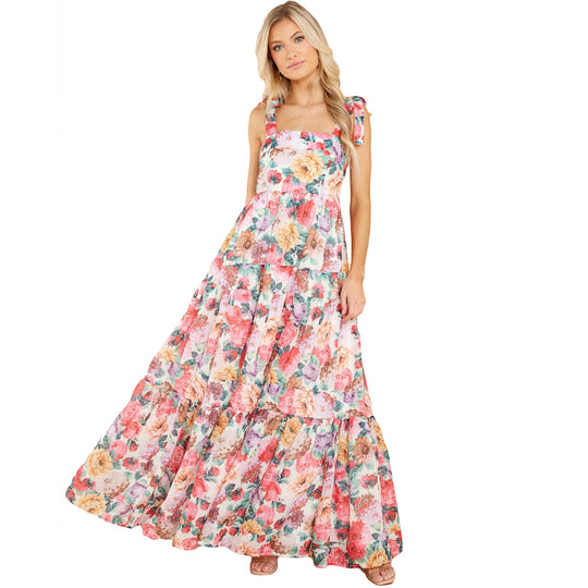 Damen Boho Maxikleid mit verspielten Rüschendetails und Trägern EB