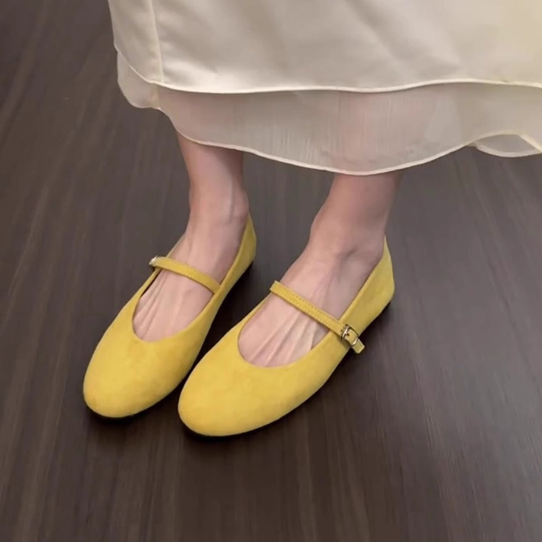 Damen Ballerinas mit elegantem Schnallenverschluss und weichem Wildleder EB