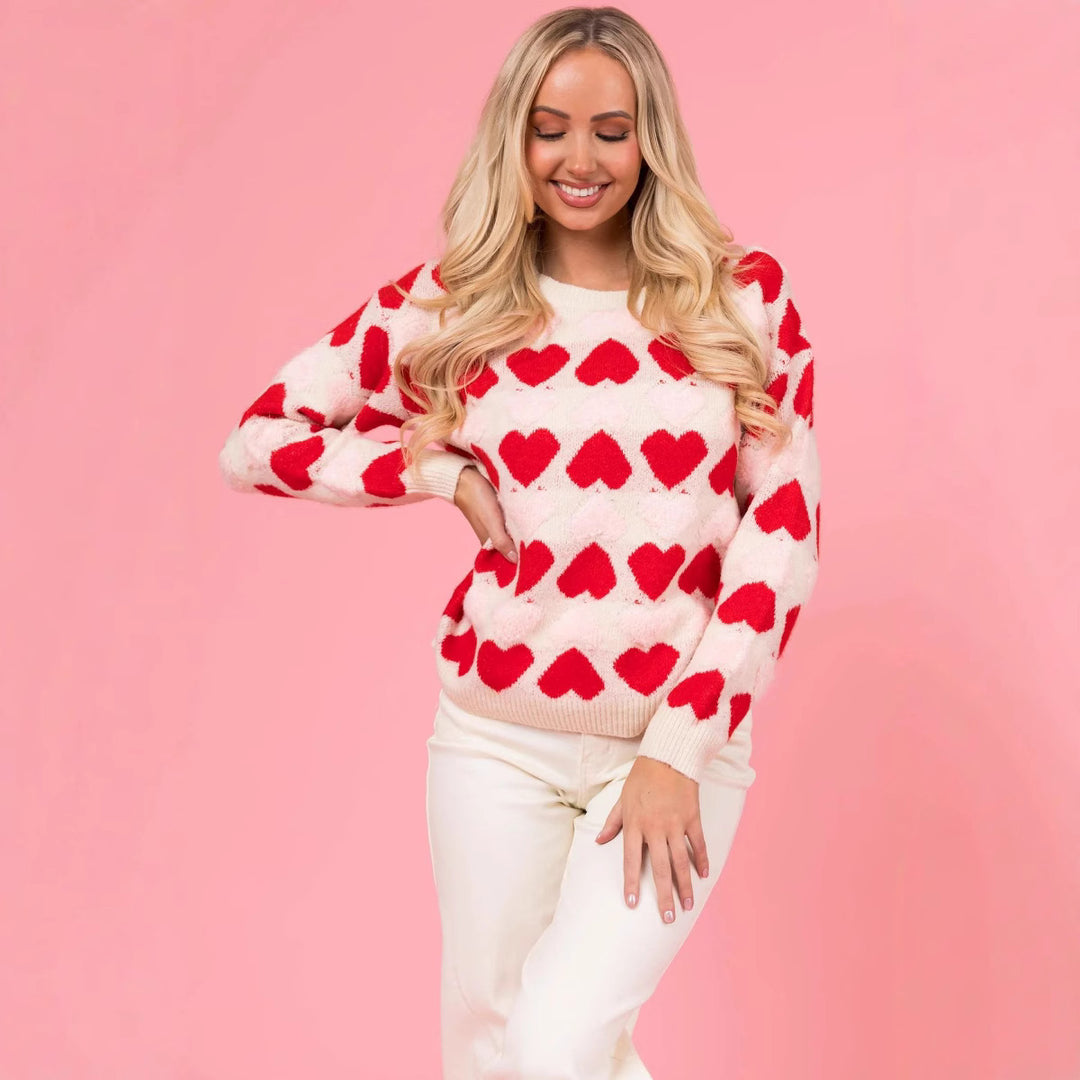 Damen Kuscheliger Pullover mit Herzmotiv EB