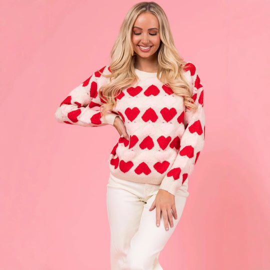 Damen Kuscheliger Pullover mit Herzmotiv EB