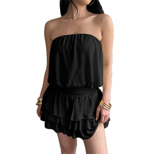 Damen Voluminöses Minikleid mit Rüschendetails EB