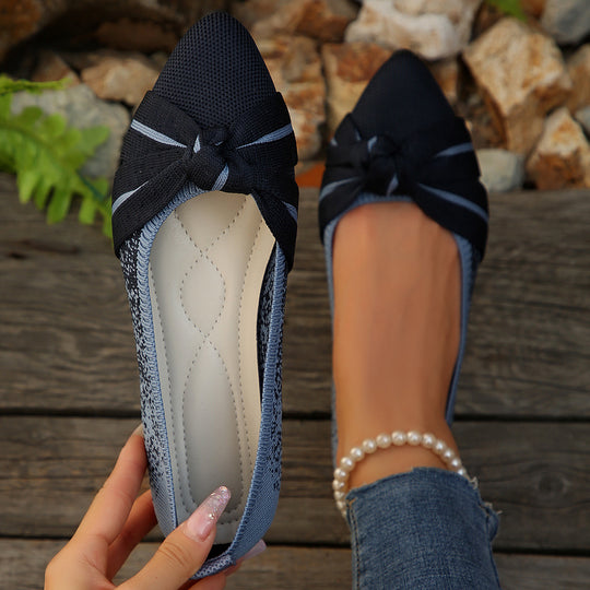 Damen Kunstleder Ballerinas mit dekorativem Schleifendetail EB