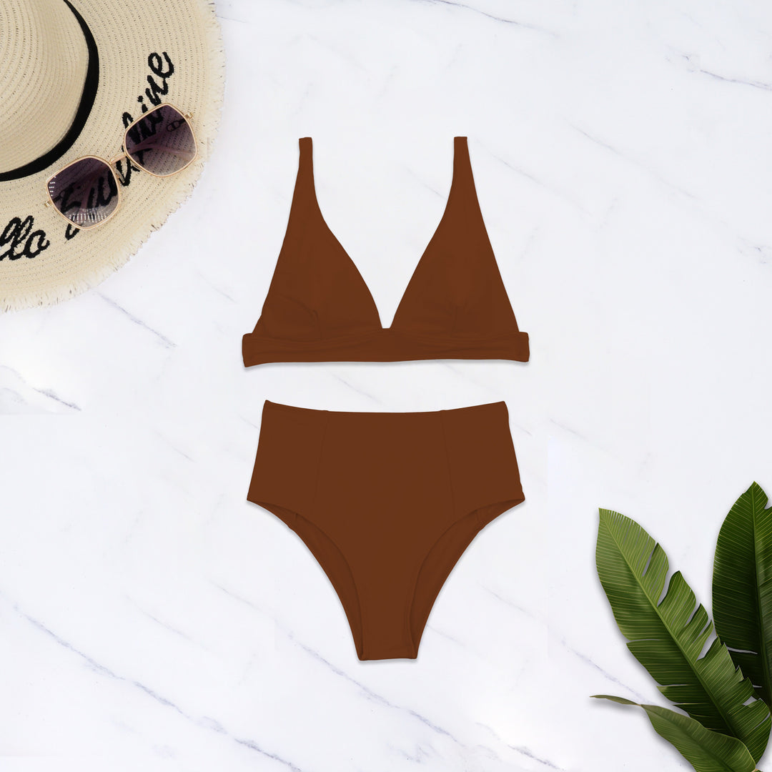 Damen Hochgeschnittener Bikini mit tiefem V-Ausschnitt EB