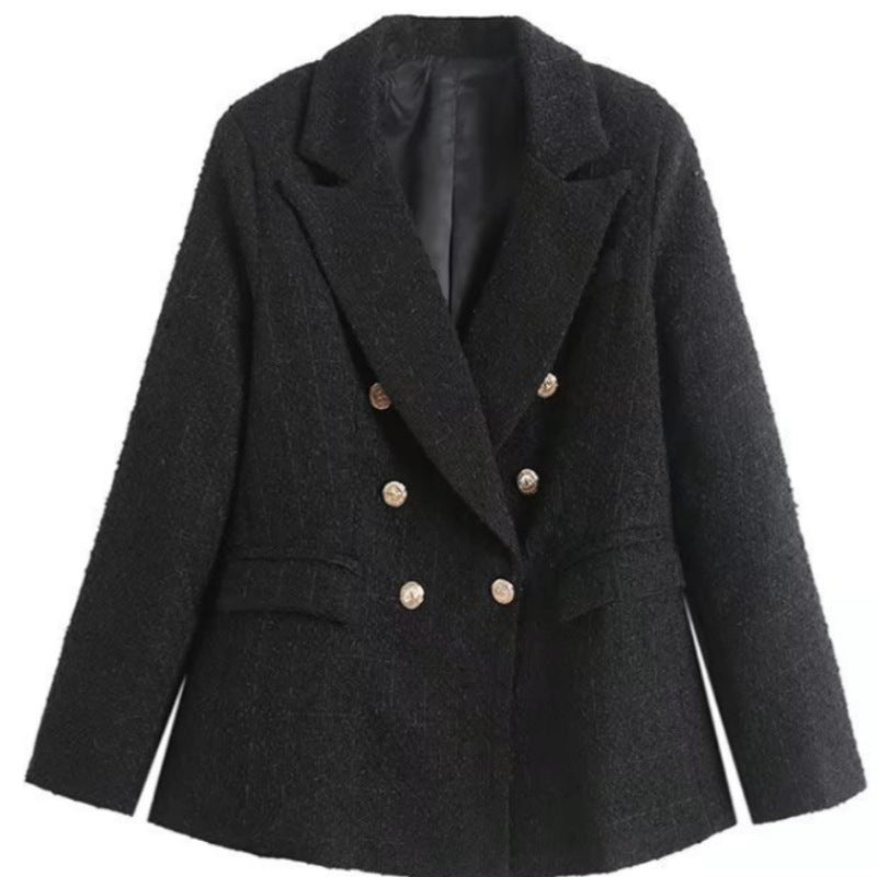 Damen Tweed Blazerjacke mit doppelter Knopfleiste und elegantem Schnitt EB