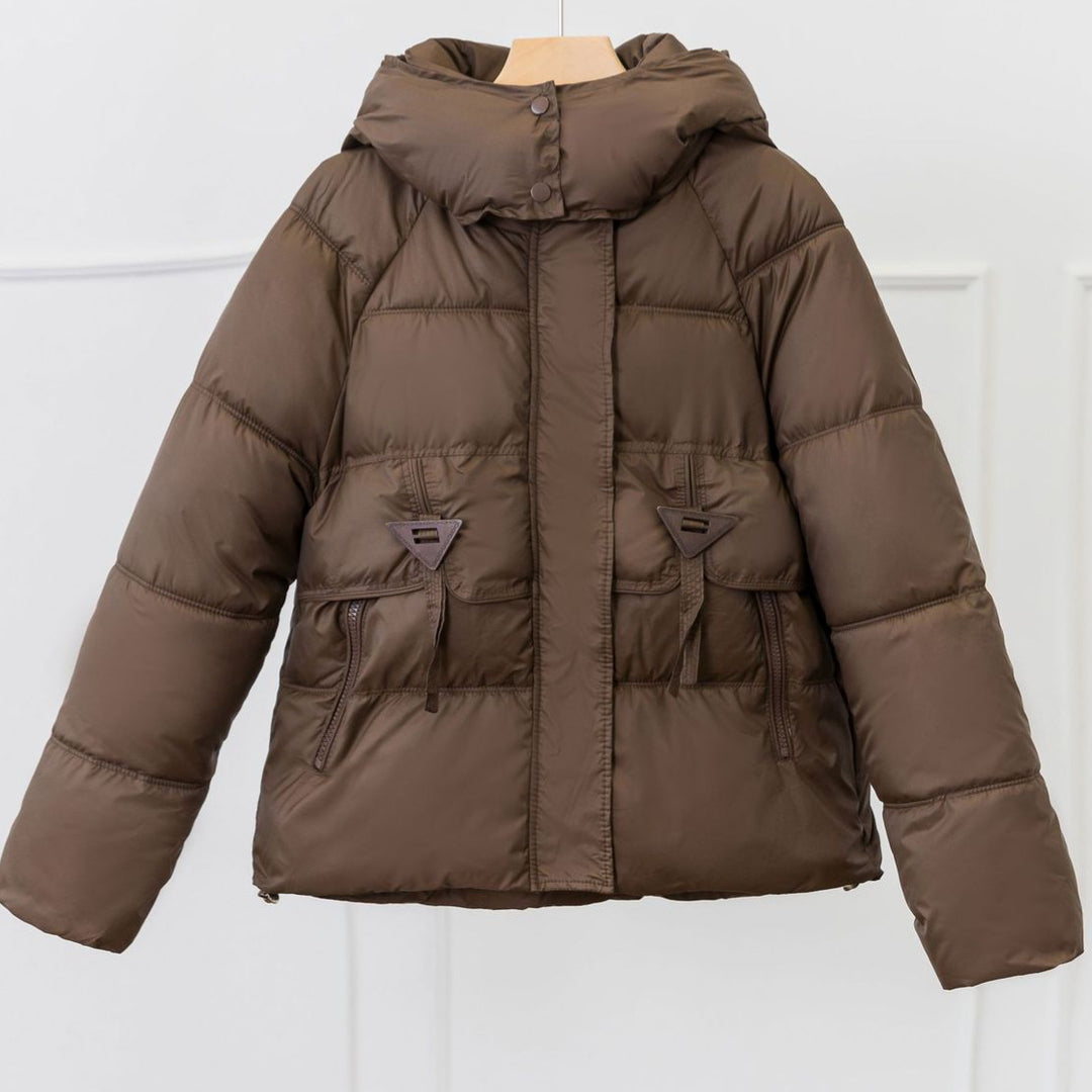 Damen Ultraleichte Pufferjacke mit verstellbarem Kapuzenkragen und praktischen Reißverschlusstaschen EB