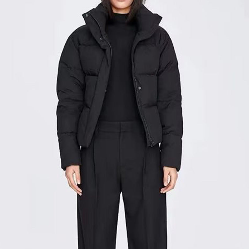 Damen gestepptes Winterjacke mit hohem Kragen und Seitentaschen EB