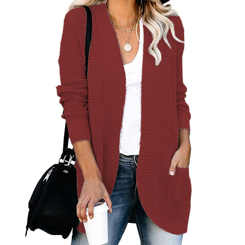 Damen Strickjacke mit luftiger Maschenstruktur und praktischen Taschen EB