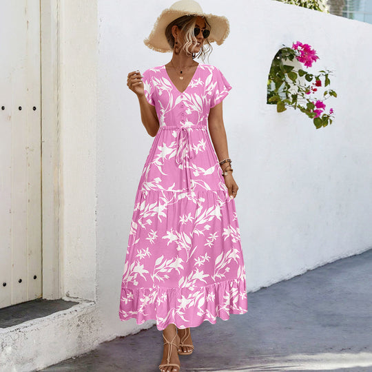 Damen Sommerliches Maxikleid mit floralen Akzenten und fließendem Rock EB