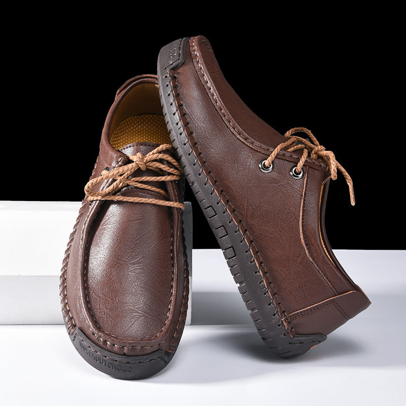 Herren Schnürschuhe im Mokassin-Stil mit rutschfester Sohle und handgenähter Verarbeitung EB