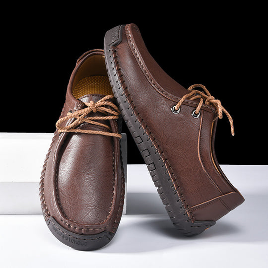 Herren Schnürschuhe im Mokassin-Stil mit rutschfester Sohle und handgenähter Verarbeitung EB