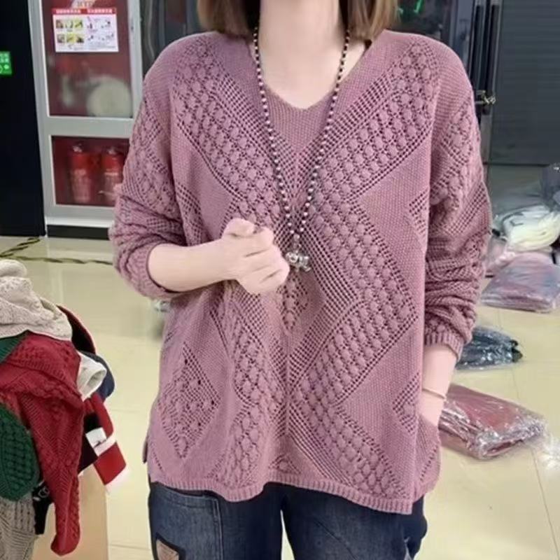 Damen Pullover mit V-Ausschnitt und modernem Strukturmuster EB