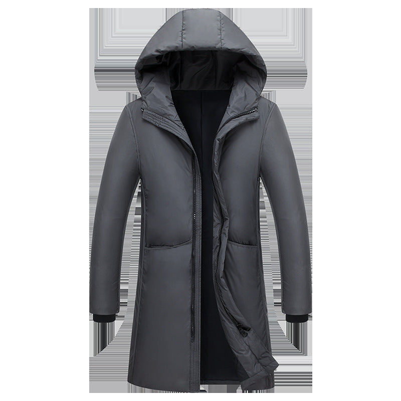 Damen lange Steppjacke mit großzügiger Kapuze und praktischen Taschen EB