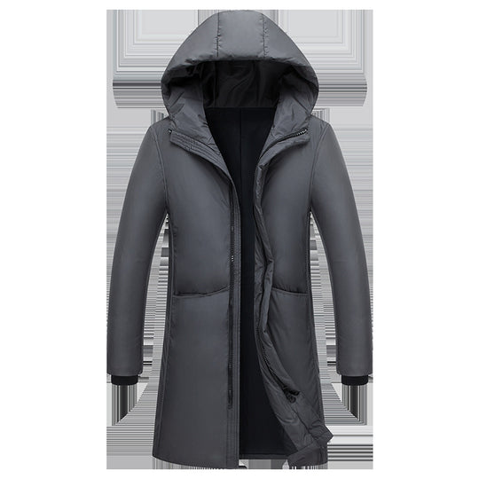 Damen lange Steppjacke mit großzügiger Kapuze und praktischen Taschen EB